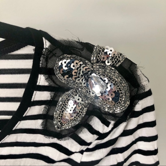 H&M striped shirt w/ jeweled sequins, Size 8 - Picture 3 of 8